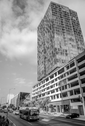The Vermont luxury condominium complex across the street from the Metro Station on Vermont Avenue and Wilshire Boulevard